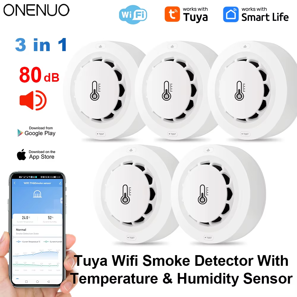Smoke Detector Interconnected - Tuya Wifi BT Zwei Verbindung Rauchmelder