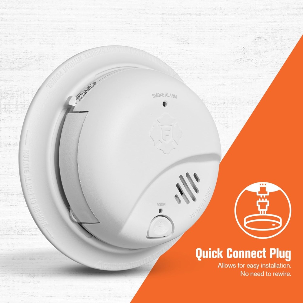 Smoke Detector Interconnected - US-Versand: Festverdrahteter, vernetzbarer Rauchmelder mit Batterie-Backup,