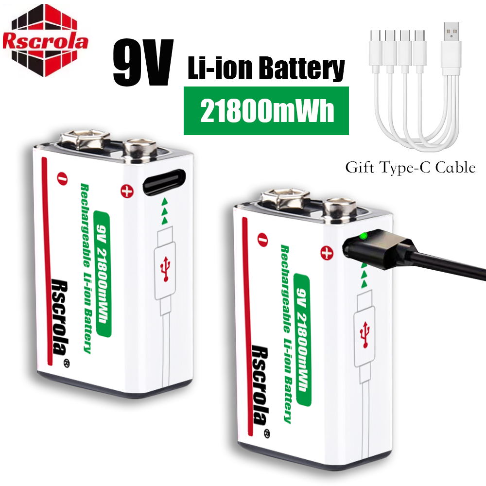 Smoke Detector Interconnected - Typ-C wiederaufladbarer 9-V-Lithium-Ionen-Akku, 21800 mWh, hohe