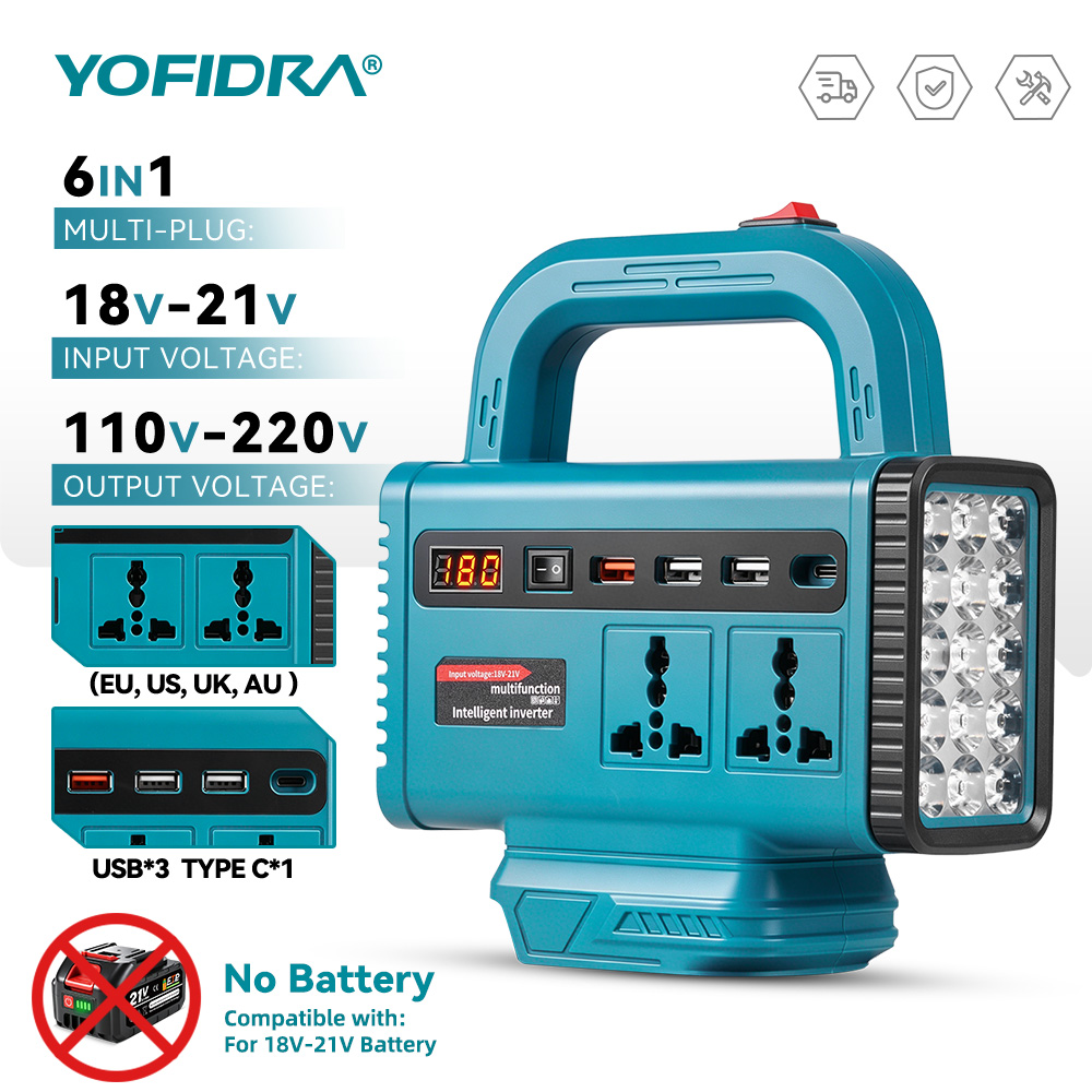 Power Outage Light - YOFIDRA 220V Tragbarer Stromwechselrichter, Notstromversorgung für
