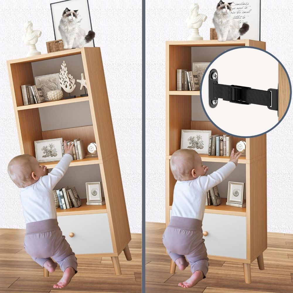 Earthquake Anchor Strap - Erdbebensichere Möbelanker Kindersicherung Verstellbares Möbelsicherheits-Set Universelle