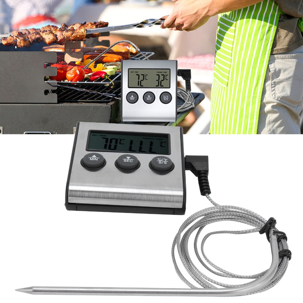 Pool Alarm Float - Silbernes Digitales BBQ-Fleischthermometer mit Timer-Alarm, Großem