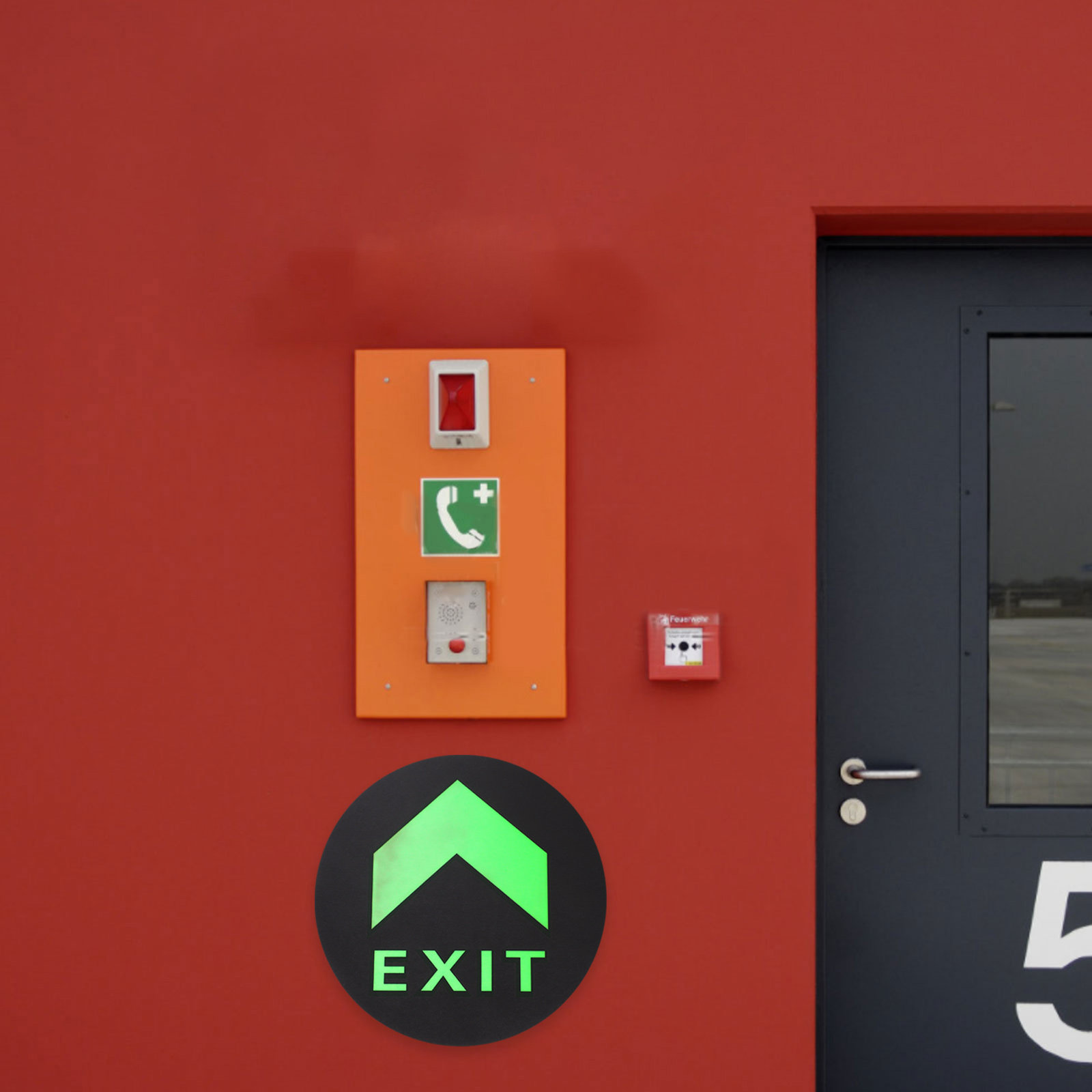 Emergency Exit Sign - 5 Stück im Dunkeln leuchtende Sicherheitsaufführungsaufkleber,