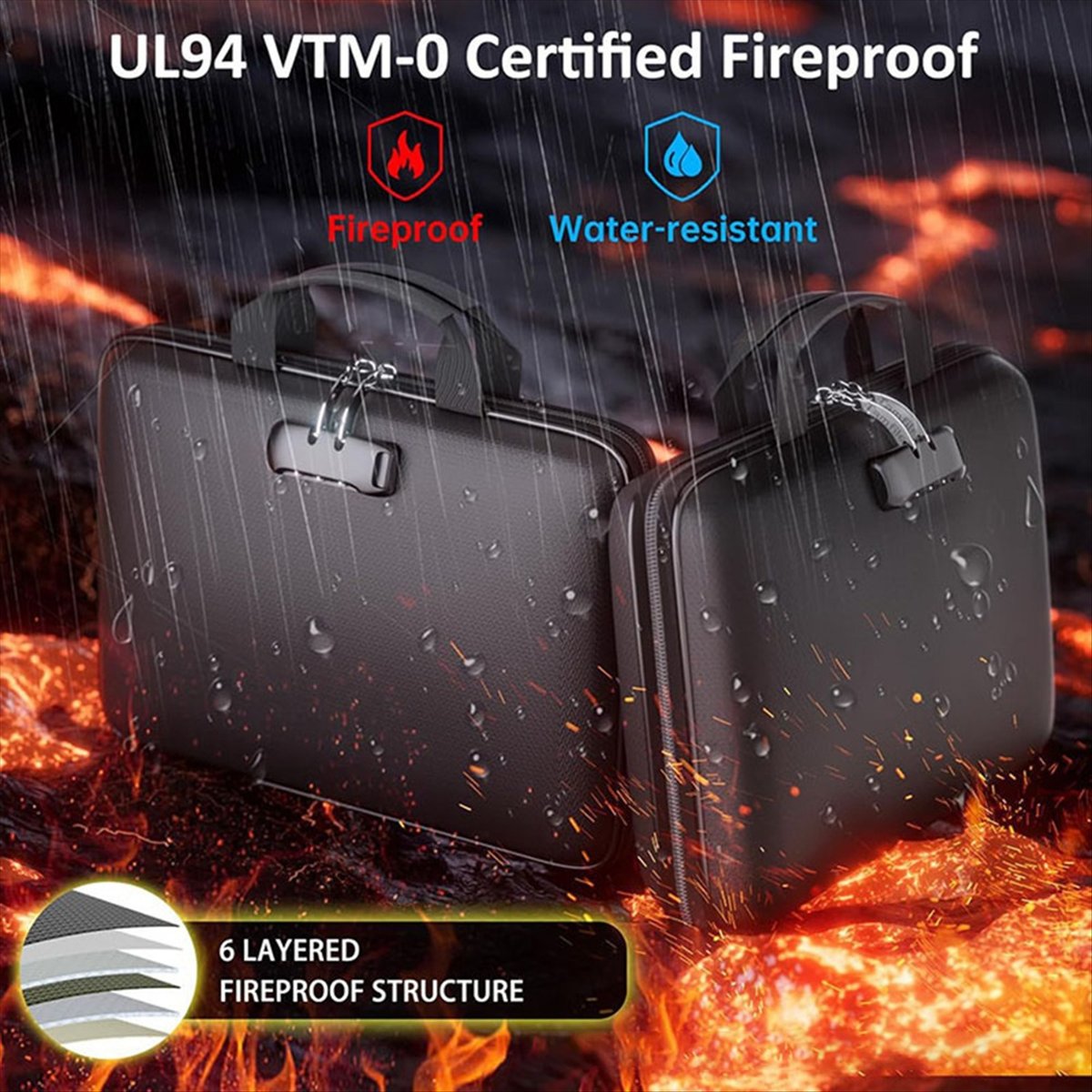 Fire Safe Document - Feuerfeste Dokumenten-Organizer-Box mit Schloss und Aktenordner,