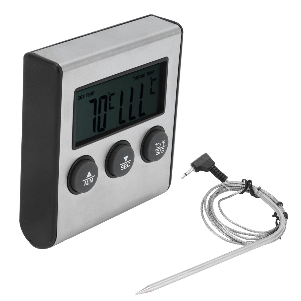 Pool Alarm Float - Silbernes Digitales BBQ-Fleischthermometer mit Großem LCD-Display,