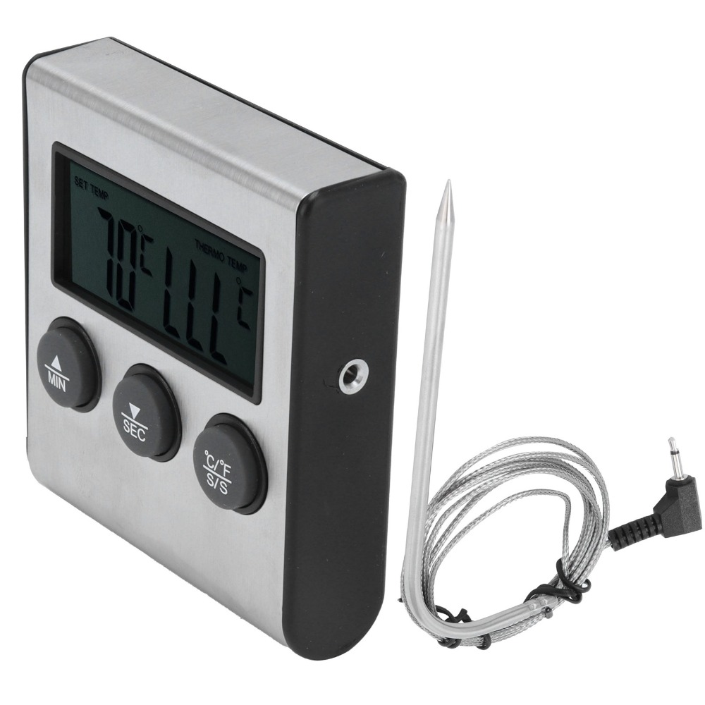 Pool Alarm Float - Silbernes Digitales BBQ-Fleischthermometer mit Timer-Alarm, Kabelgebundener