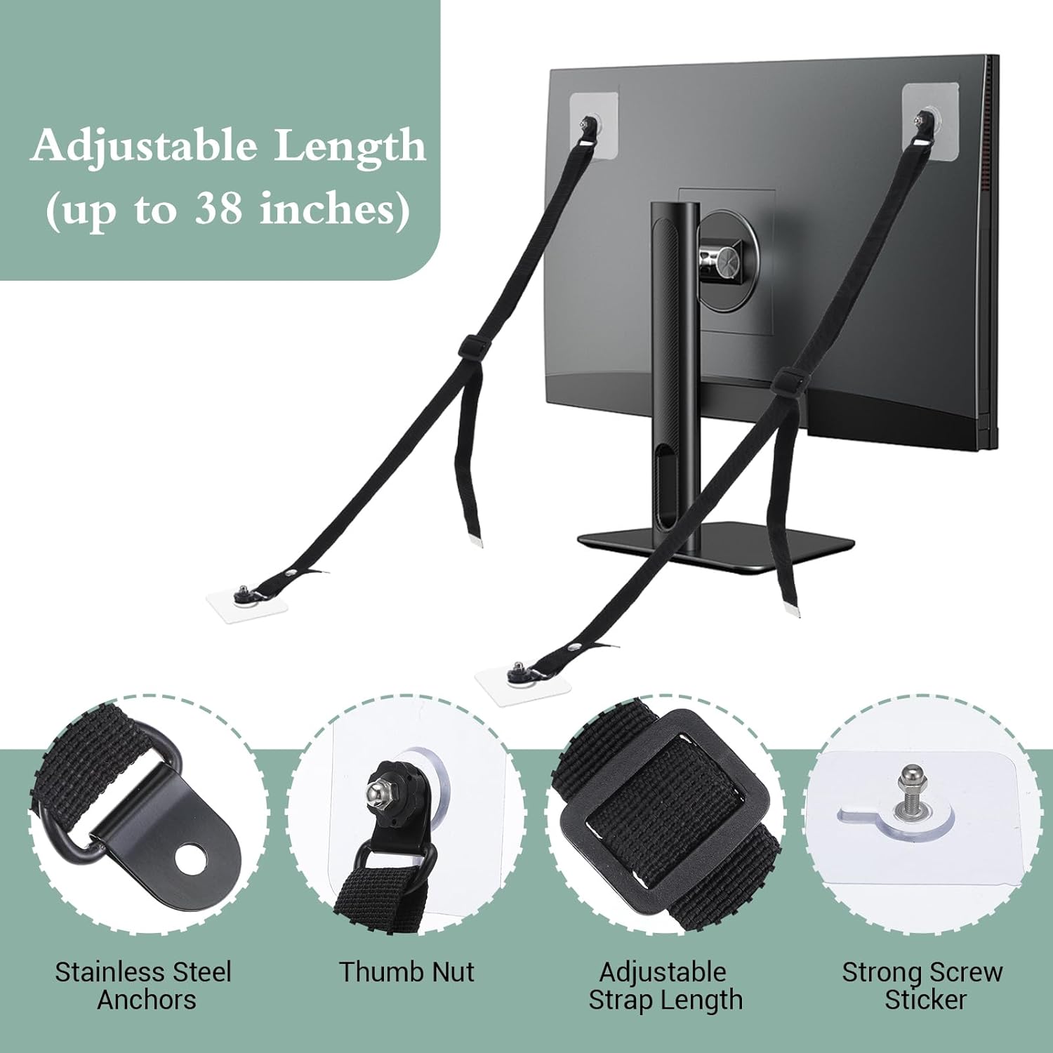 Verstellbare TV-Sicherheitsgur – Earthquake Anchor Strap Bewertung und Preis