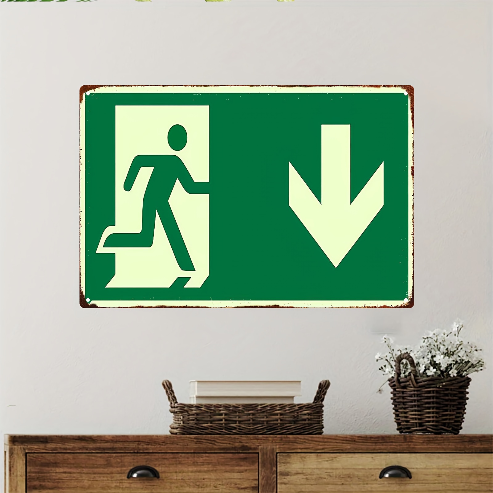 2D Vintage Metallschild aus Ei – Emergency Exit Sign Bewertung und Preis